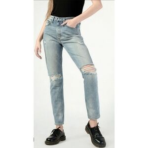 Boyish by HER The Billy Ripped High Waist Ankle Jeans in Easy Rider Sz 30